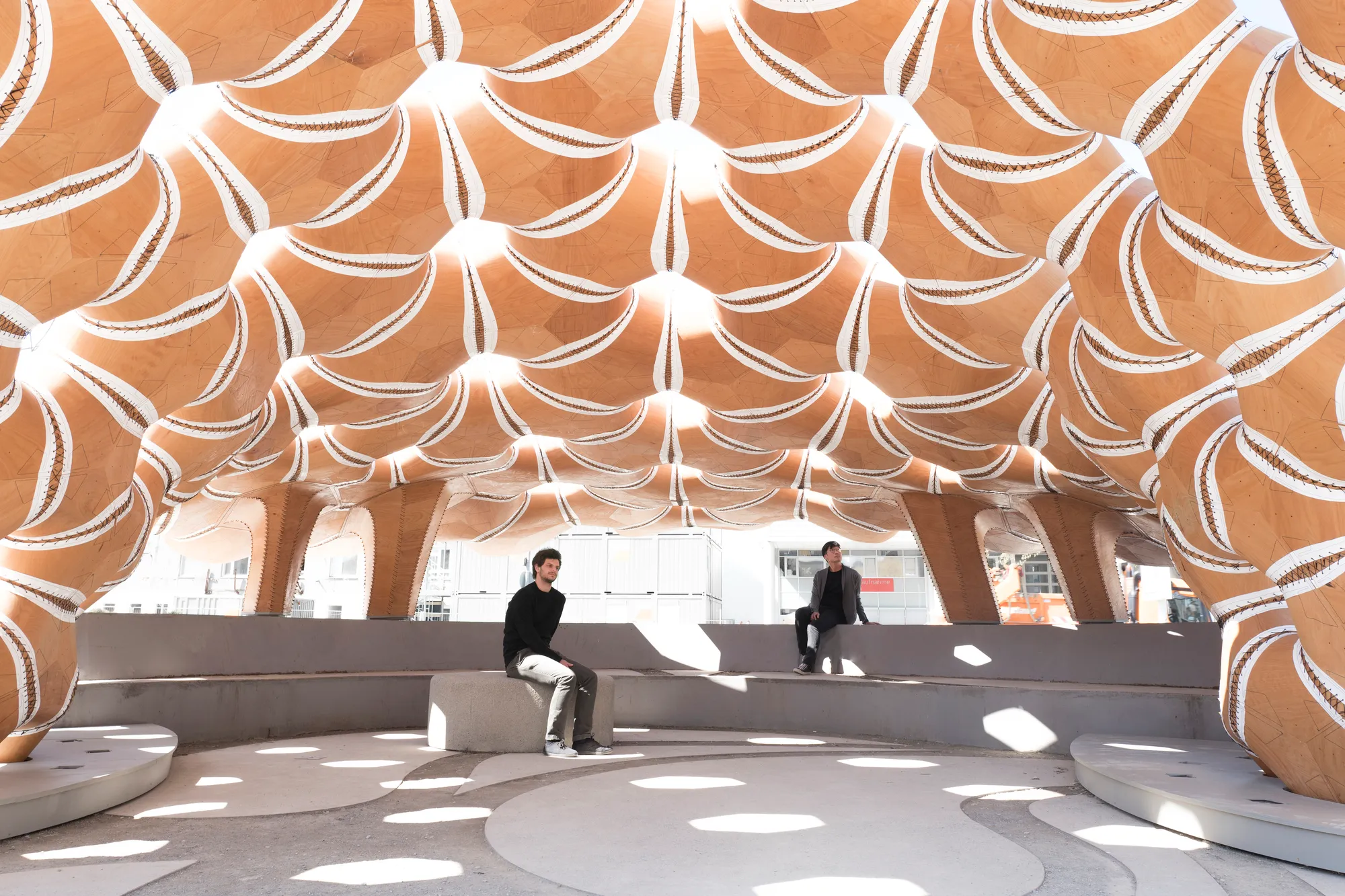 ICD/ITKE Research Pavilion 2015-16, casca segmentada de madeira inspirada em ouriços-do-mar