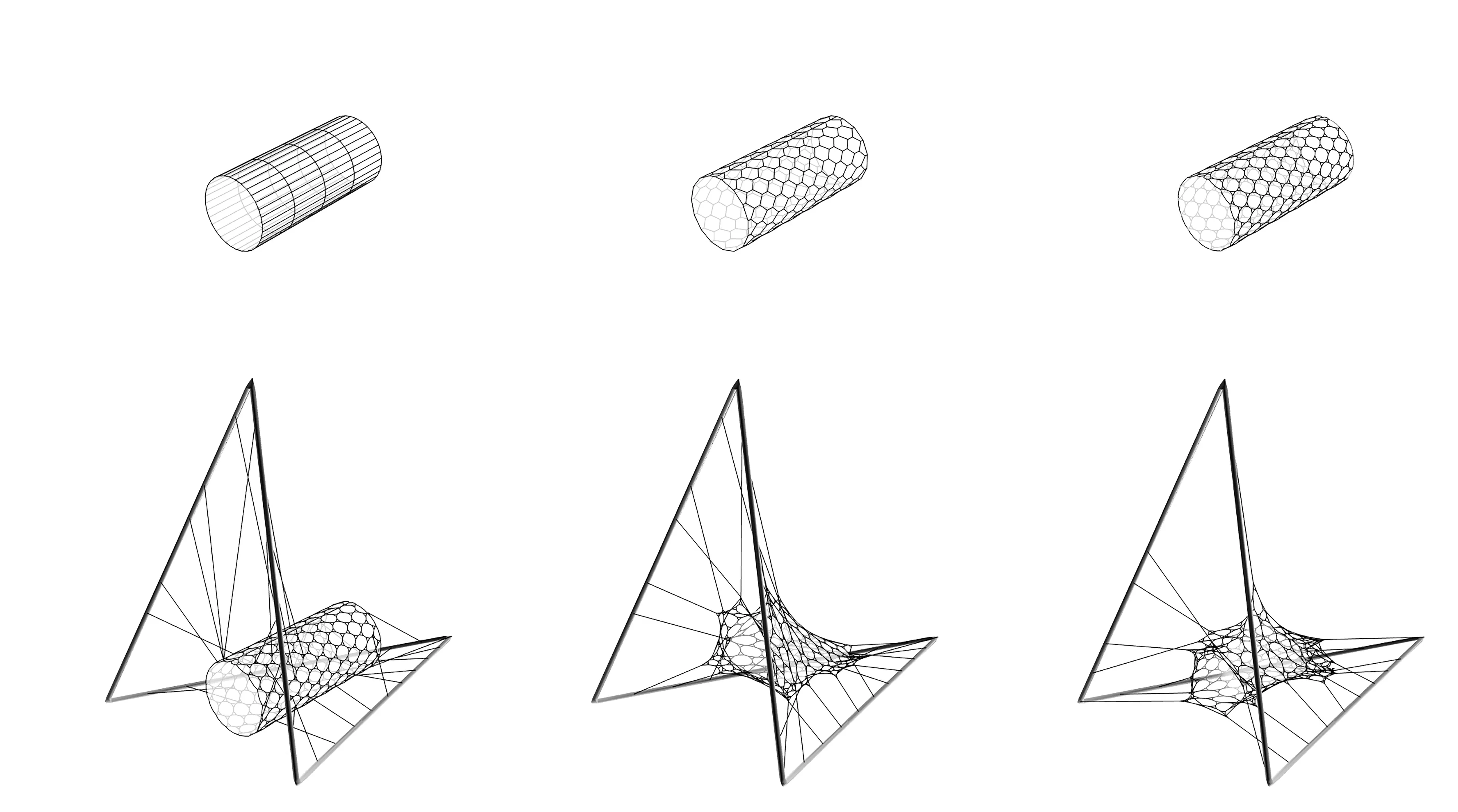 Installationseinheit: Algorithmus-Schritte vom zylindrischen Klöppel bis zum endgültig relaxierten Modul