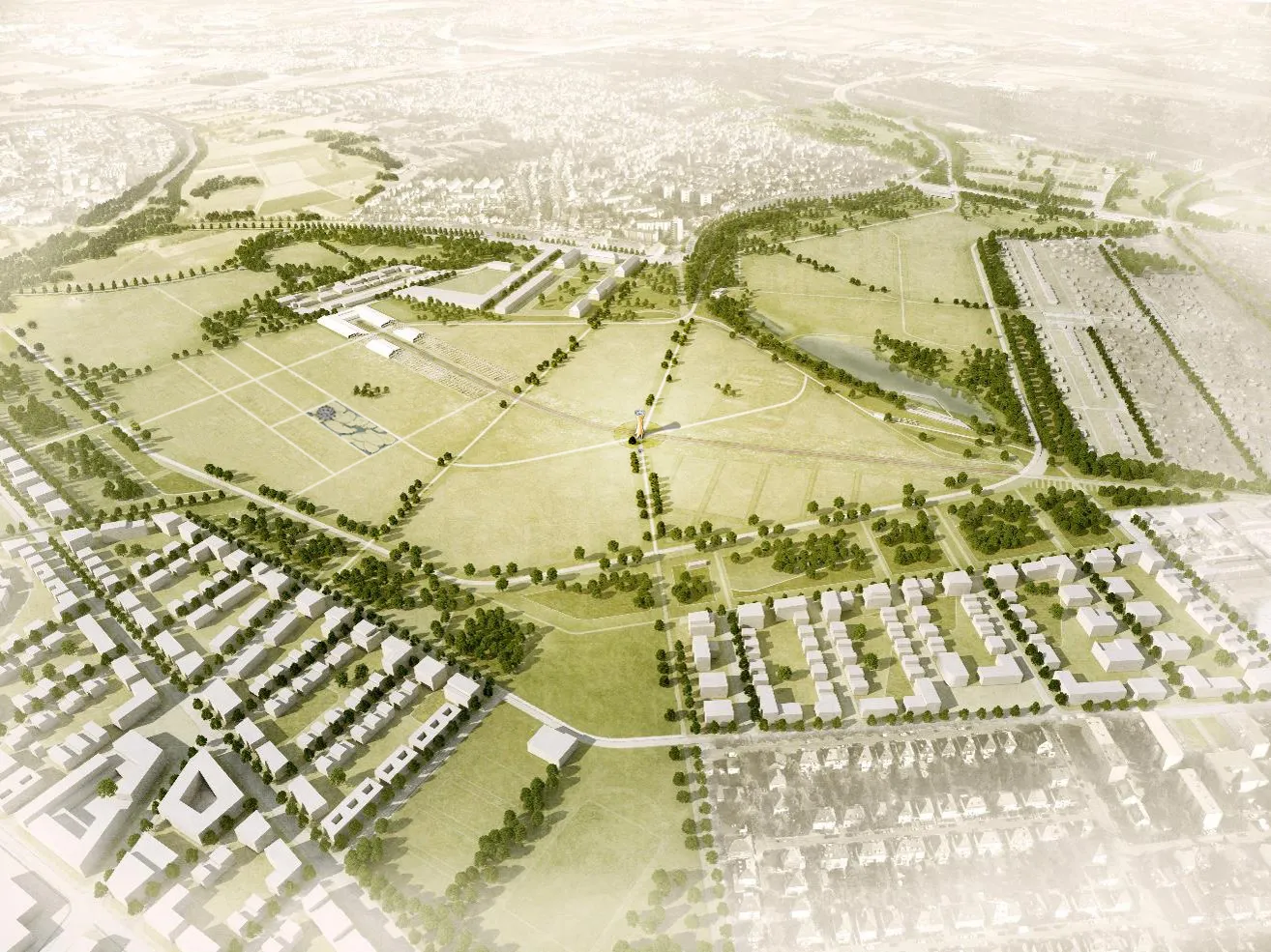 Plano 3D do local do projeto da torre.