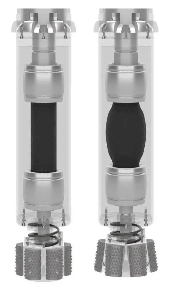 Figure 52 - Inflated pneumatic muscle and activation of the bottom anchor.