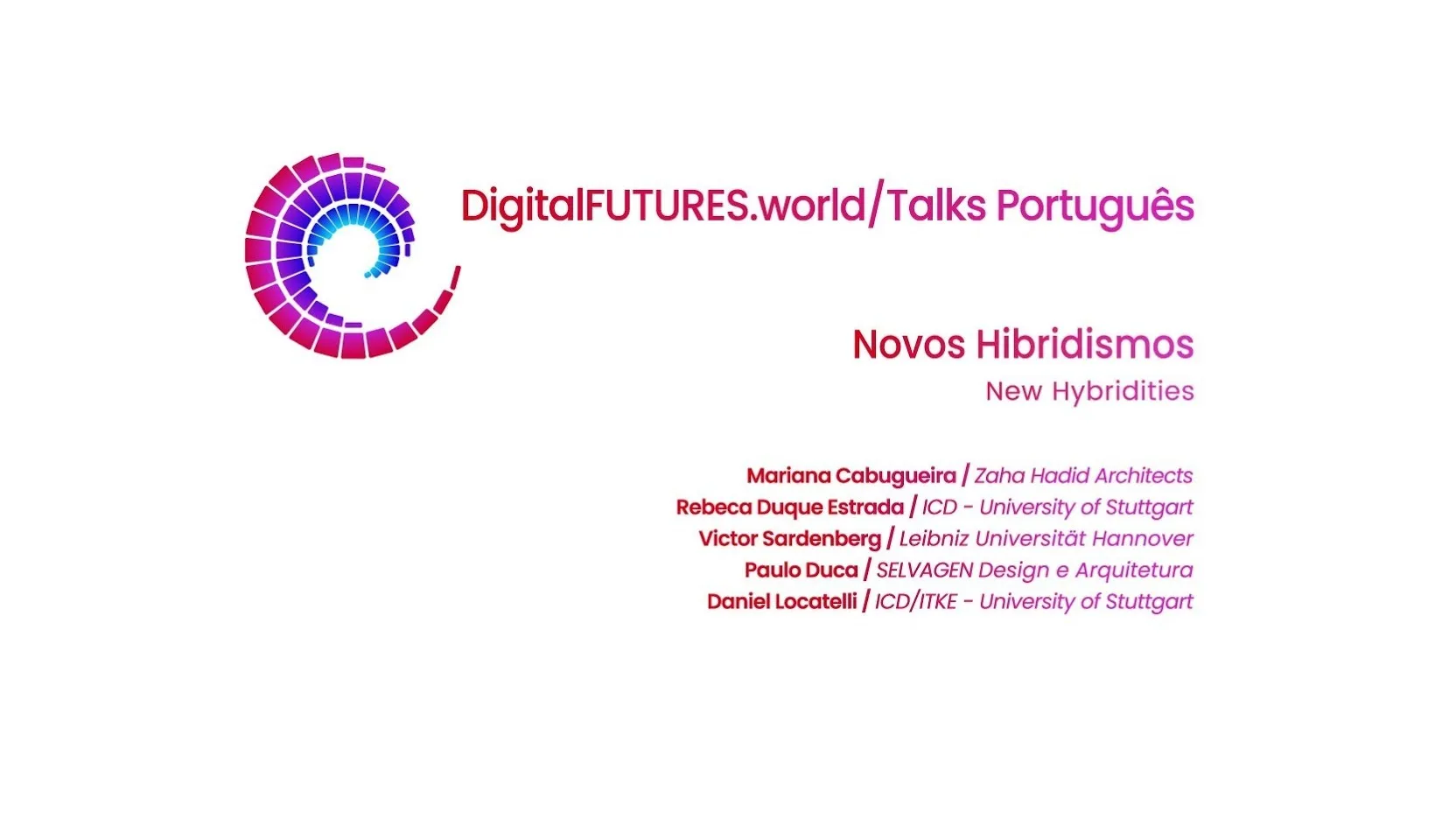 Capa do YouTube para a sessão Digital Futures Talks: Novos Hibridismos com os cinco palestrantes.