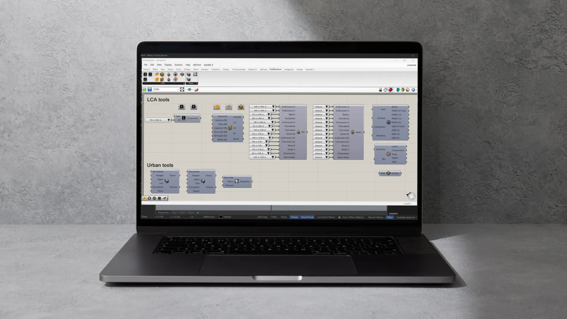 Screenshot of BuildSystems Plugin for Grasshopper/Rhino3D
