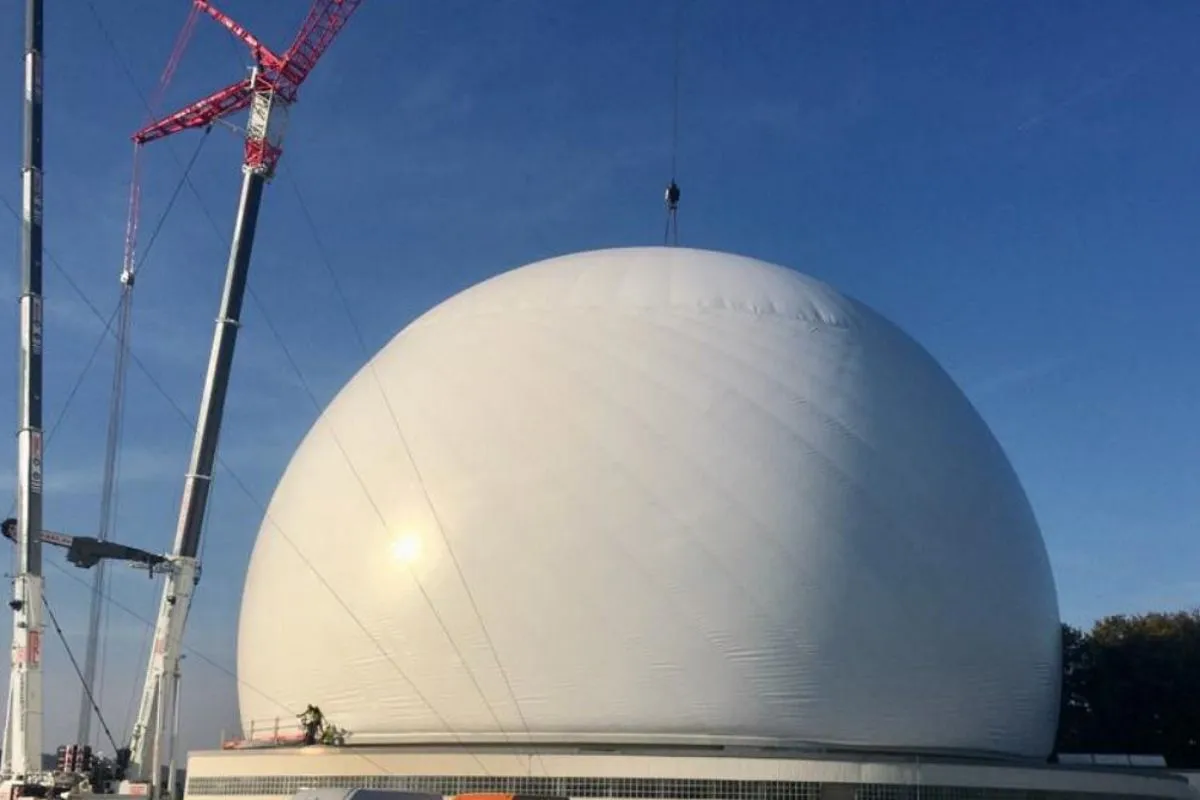 Photo of the final membrane structure deployed.