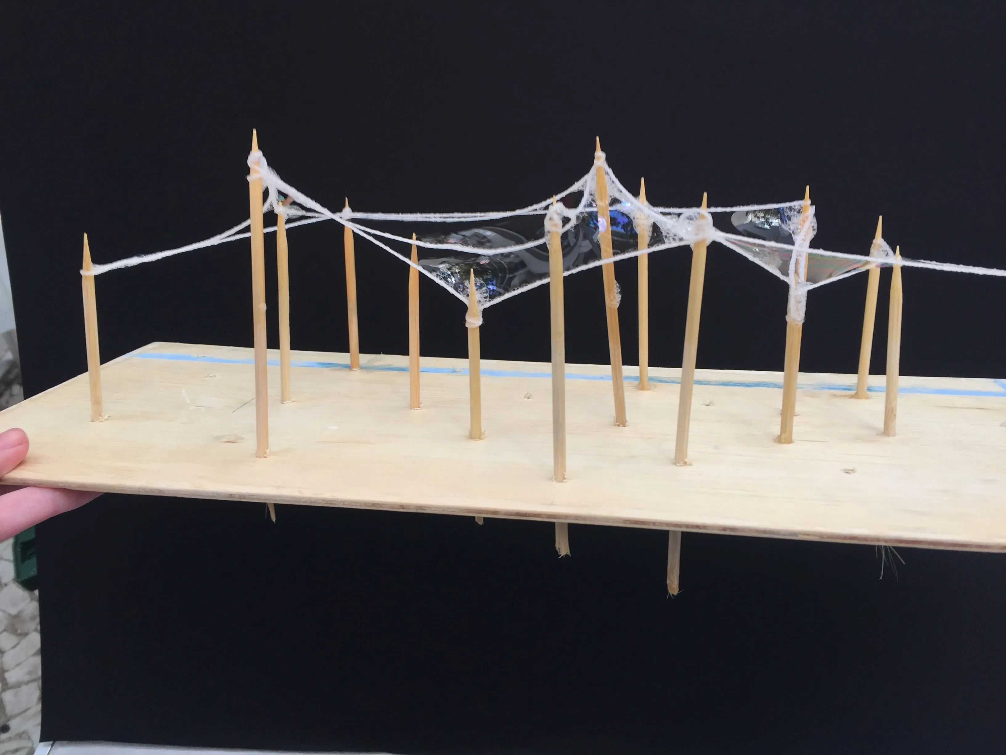 Modelo de cordas catenárias com filme de sabão