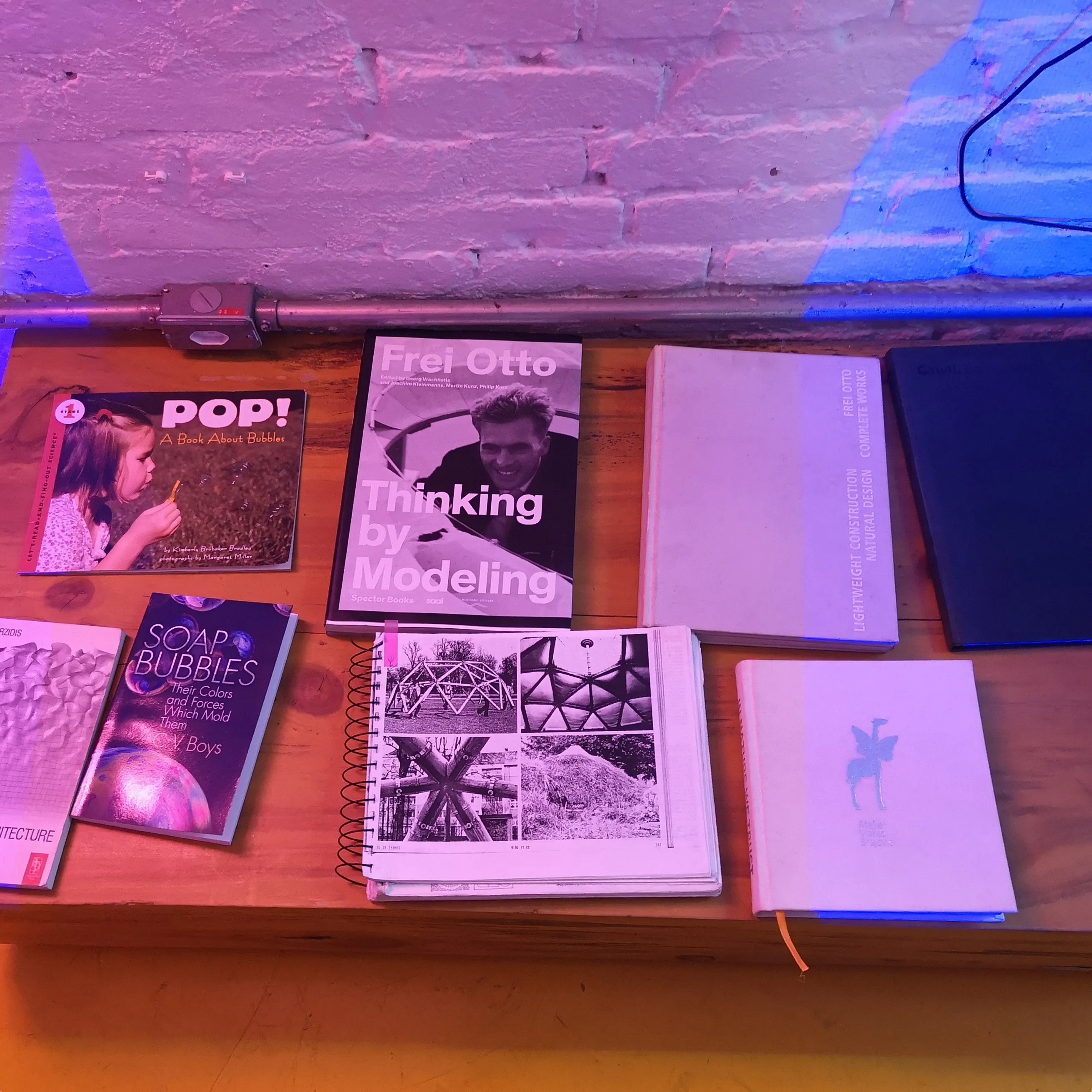 Reference books including Frei Otto and Soap Bubbles