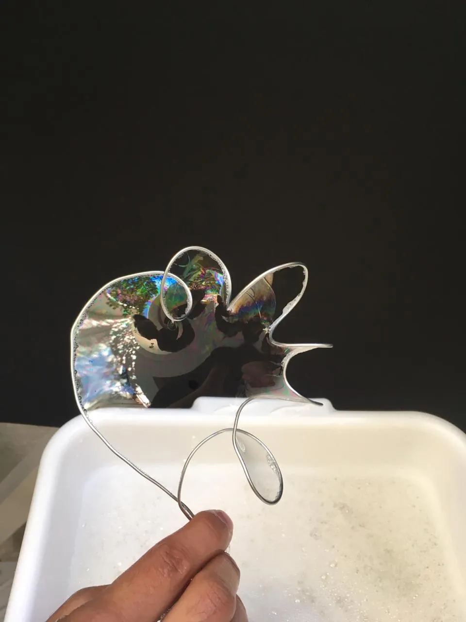 Escultura complexa de filme de sabão em arame