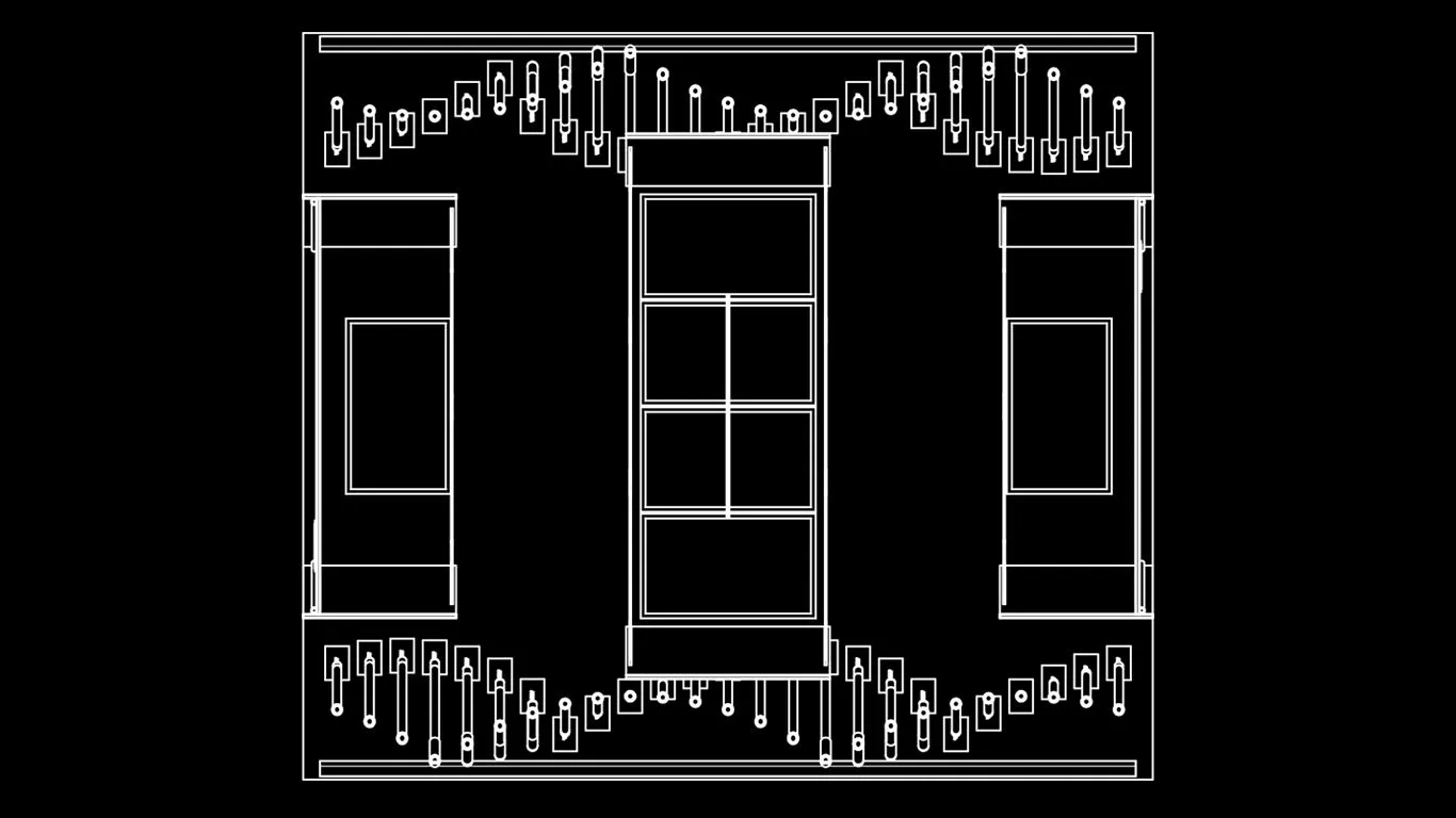 Grundriss der Heineken-Bar mit Layout und Bambusverbindungen.