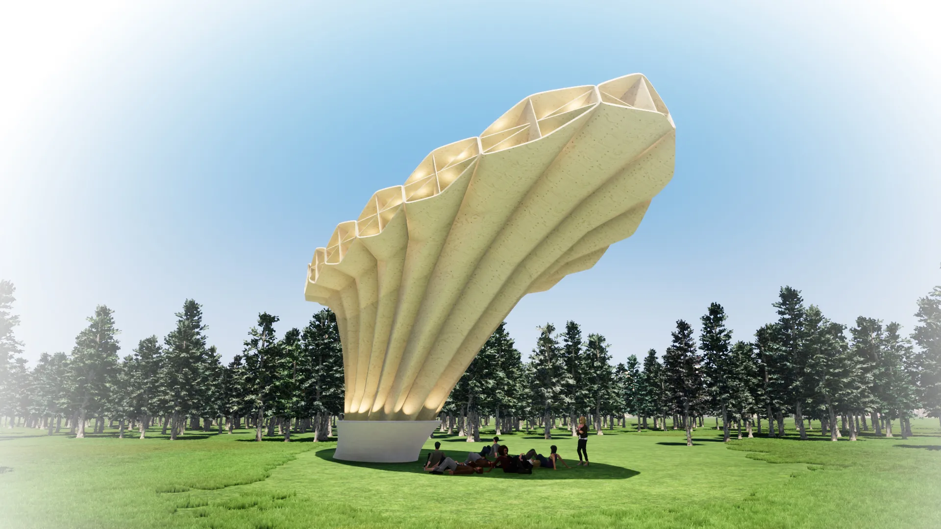 Rendering des Acropora-Pavillons.