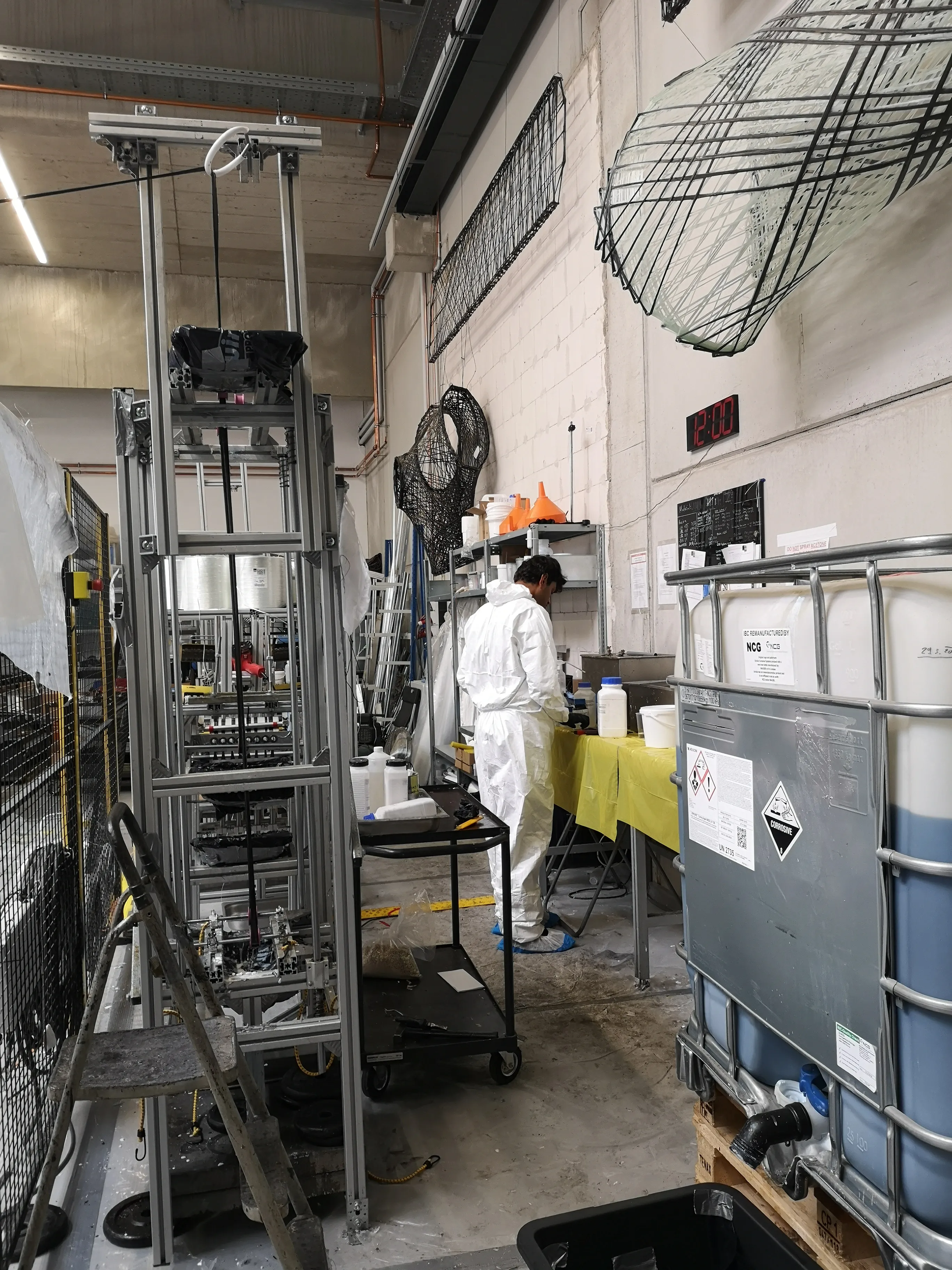 Resin preparation for the carbon fiber winding process.