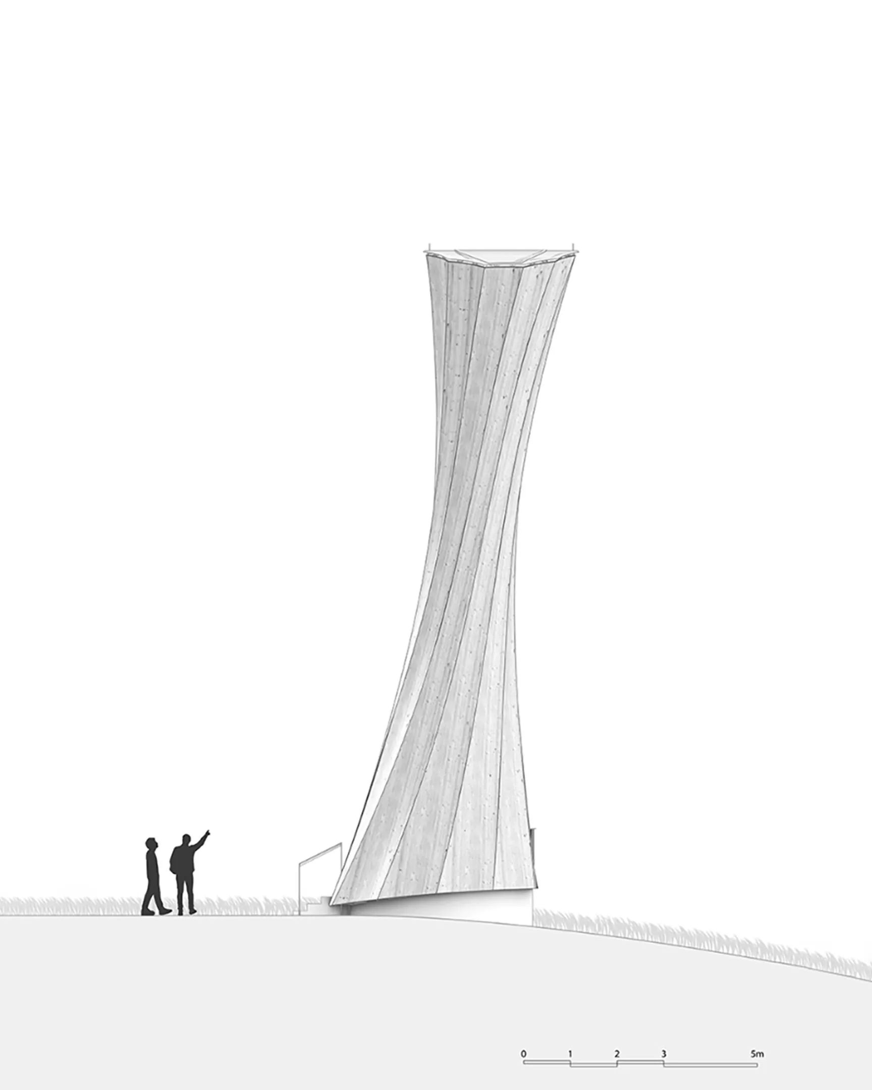 Desenho de elevação lateral da Urbach Tower.